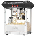 Lincoln Popcorn Machine 8oz Popper with Stainless-Steel Kettle, Reject Kernel Tray, Warming Light and Accessories by Great Northern Popcorn (Black)