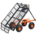 VEVOR 400lbs Steel Garden Dump Cart, Heavy Duty Garden Wagon Yard Dump Wagon with Removable Sides, Convert to Flatbed, Utility Liner, 10in All Terrain Wheels