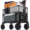 TIMBER RIDGE Foldable Wagon 350L Extendable Height, 300LBS Capasity Collapsible Wagon Cart with All Terrians Detachable Wheels, Compact Folding Utility Wagon for Camping, Fishing, Shopping Grey