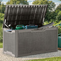 YITAHOME 100 Gallon Resin Deck Box, Weather Resistant Outdoor Storage Box, Lockable Indoor Outdoor Storage for Supplies and Essentials, Taupe