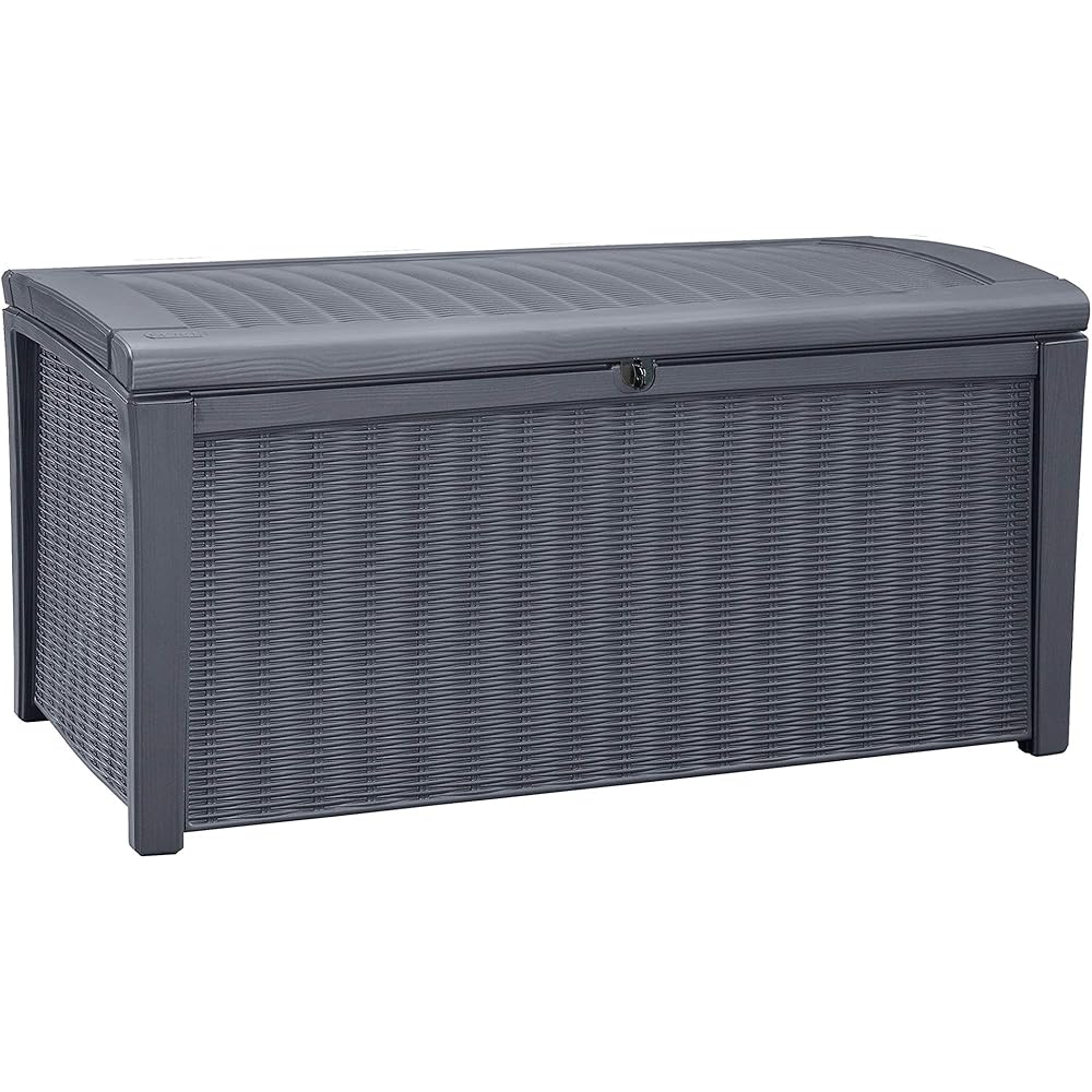 Keter Borneo Outdoor Plastic Storage Box Garden Furniture, 129.5 x 70 x 62.5 cm Anthracite