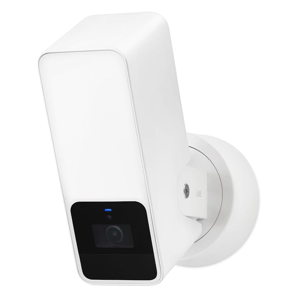 Eve Outdoor Cam (White Edition) – Secure floodlight Camera, (HomeKit Secure Video), 1080p, Night Vision, Wi-Fi (2.4 GHz), Motion Sensor, Two-Way Communication, Flexible &amp; Easy Installation