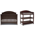 Delta Children Perry 6-in-1 Convertible Crib Greenguard Gold Certified, Walnut Espresso &amp; Infant Changing Table with Pad, Espresso Cherry