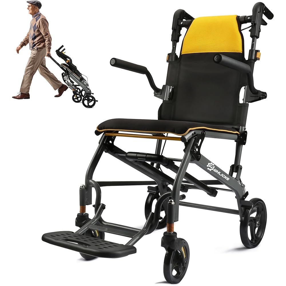 Wheelchairs for Adults Transport Chair Lightweight Foldable with Telescopic Handle, 19.4lbs Portable Folding Travel Wheel Chairs for Seniors