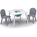 Delta Children Finn Table and Chair Set with Storage, White/Grey
