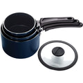 Tramontina Aluminum Non Stick 6-Piece Nesting Sauce Pan Set with Lids Naval, Kitchen Nonstick Cookware Set, Dishwasher and Oven Safe