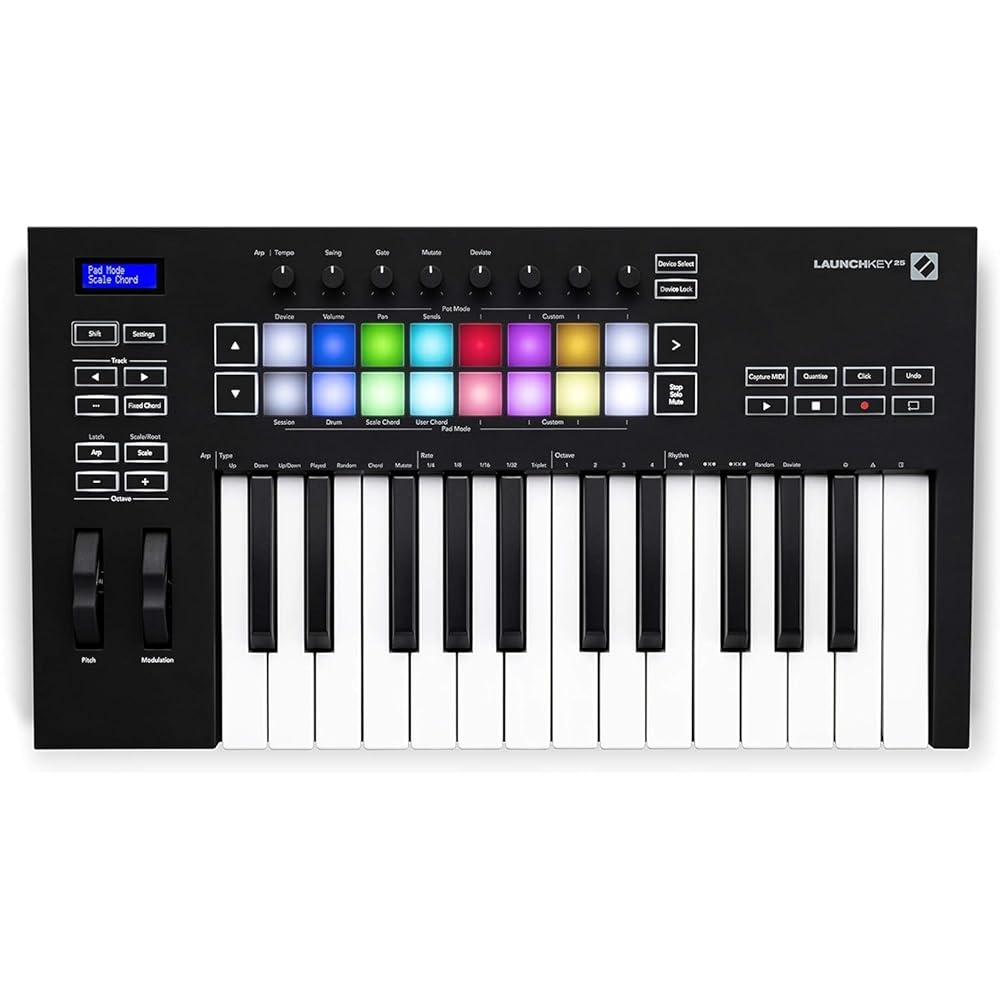 Novation Launchkey 25 [MK3] MIDI Keyboard Controller Seamless Ableton Live Integration. Chord Mode, Scale Mode, and Arpeggiator — All the software you need for Music Production