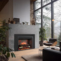 PuraFlame Western 33" Electric Fireplace Insert with Trim Kit, Fire Crackling Sound, Resin Log, Remote Control, 750/1500W Heater, Black