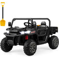 HONEY JOY 2 Seater Ride on Car, 12V Off-Road Electric Dump Truck w/Remote Control, Moving Dump Bed, Shovel, Music, Spring Suspension, Battery Powered Ride On UTV for Kids, Gift for Girls Boys (Black)