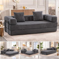 Trygoal Convertible Floor Sofa Bed, Foldable Mattress Cloud Couch with Pillow Back &amp; Armrest, Corduroy Sleeper Sofa Bed with Fixed-Shape Frame, Compressed Couch for Living Room Bedroom, Dark Gray