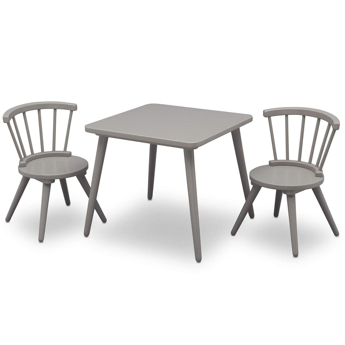 Delta Children Windsor Kids Wood Table Chair Set (2 Chairs Included) Ideal for Arts &amp; Crafts, Snack Time, Homeschooling, Homework &amp; More, Greenguard Gold Certified, Grey