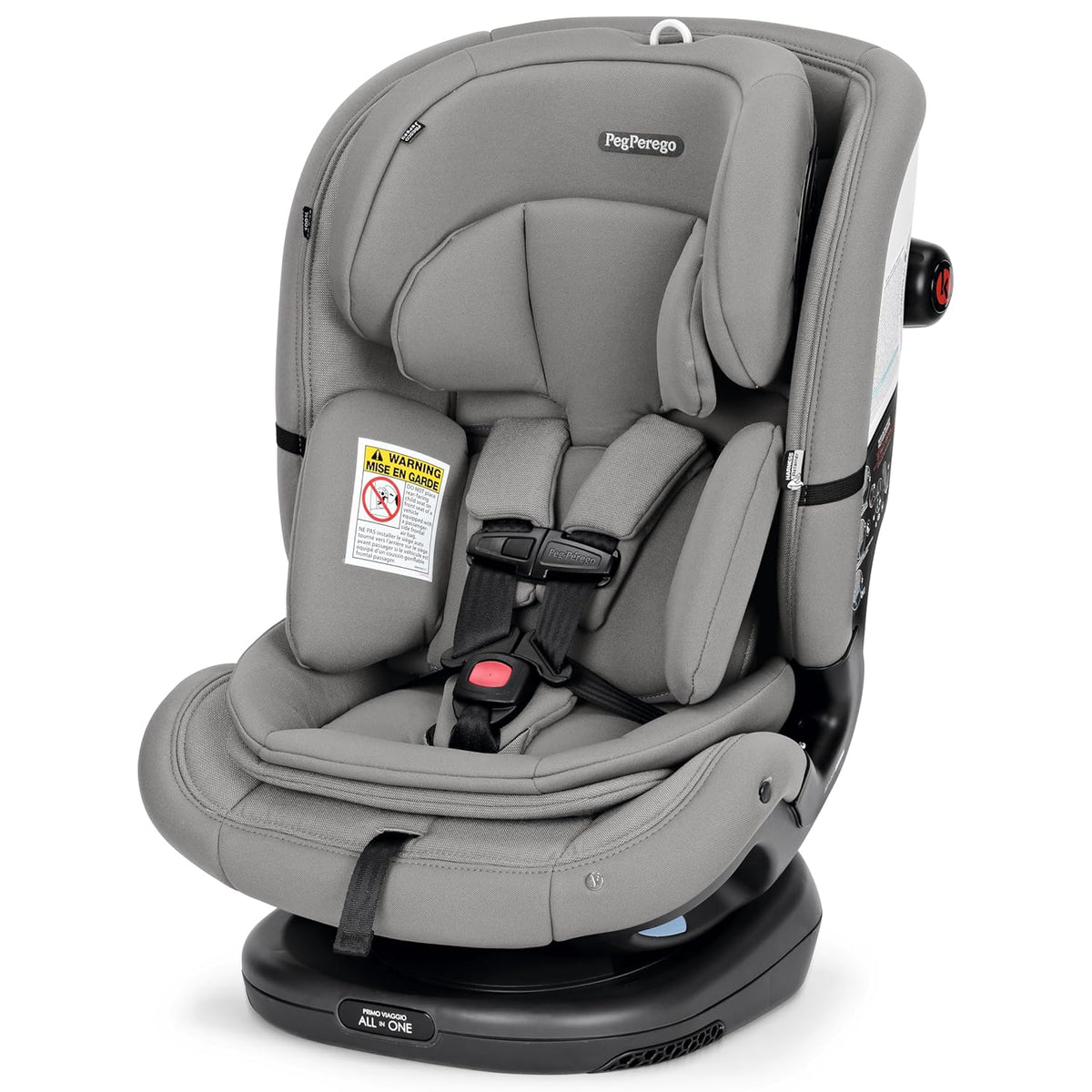 Peg Perego Primo Viaggio All-in-One Convertible Car Seat – Newborn to 10+ Years – 5-120 lbs – Height Adjustable &amp; Slim, 100% FR-Free, Made in Italy, Mercury (Grey)