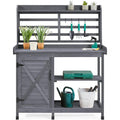 Yaheetech Outdoor Potting Bench, Large Horticulture Work Table Workstation with Storage Cabinet Shelf &amp; Planting Working Console for Patio/Lawn/Garden Gray