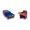 Delta Children Plastic Toddler Bed, Disney/Pixar Cars &amp; Chair Desk with Storage Bin Greenguard Gold Certified, Spider-Man, Arm Rest, Cushion Availability, Engineered Wood