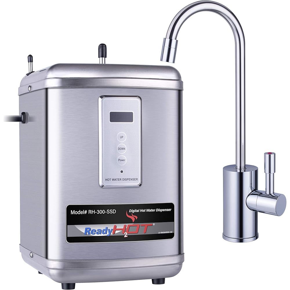 Ready Hot 41-RH-300-F570-CH Instant Hot Water Dispenser System, 2.5 Quarts, Digital Display Single Lever Hot Water Faucet Polished Chrome