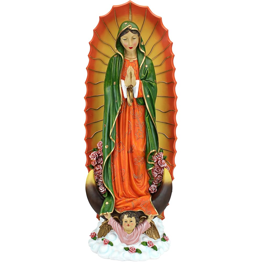 Design Toscano Virgin of Guadalupe Religious Garden Statue, 33 Inch, Large, Resin, Full Color Finish