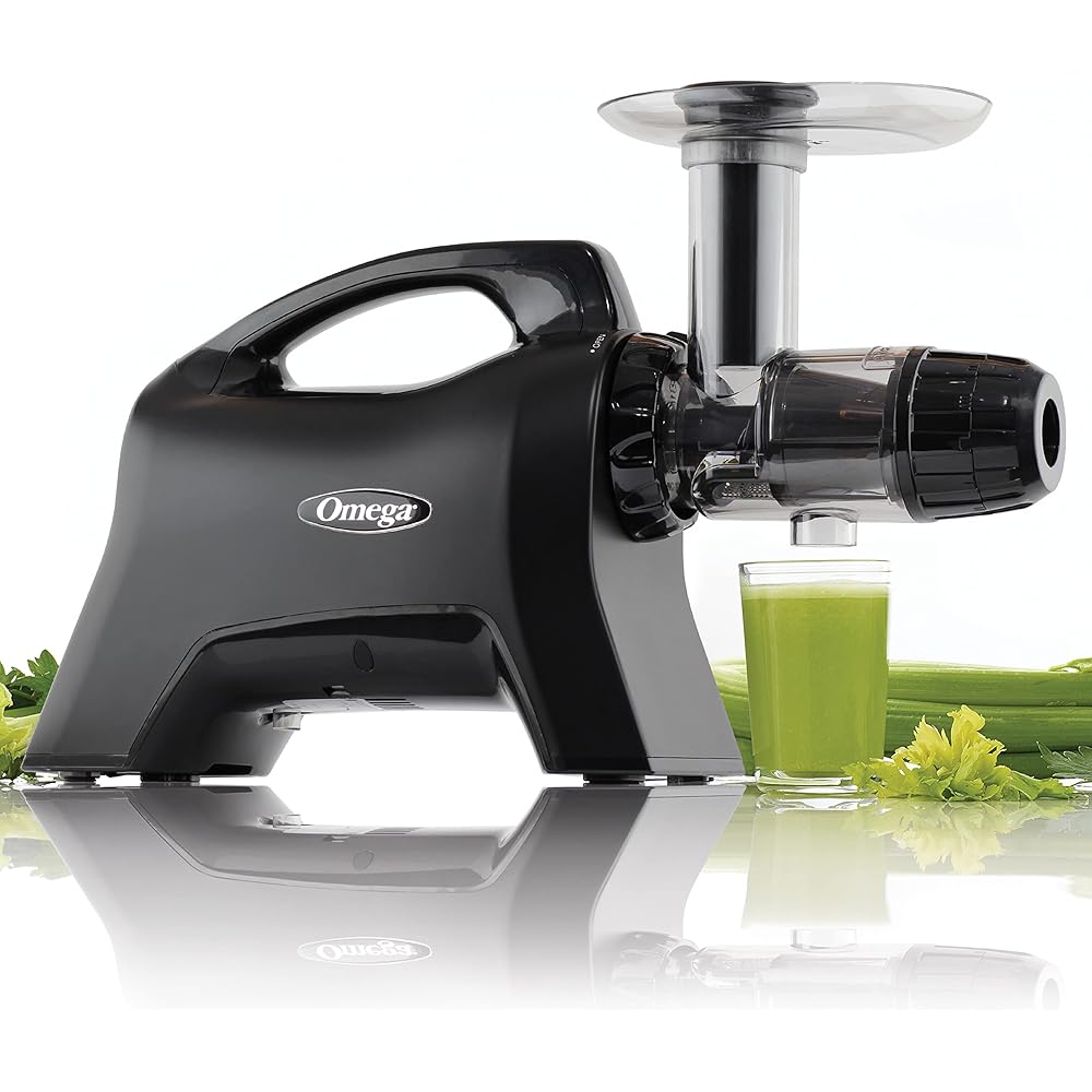 Omega Cold Press Juicer Machine, Vegetable and Fruit Juice Extractor and Nutrition System Makes Nut Milks Baby Food and Sorbets, Triple-Stage 80-RPM Slow Masticating Juicer, 200-Watts, Black