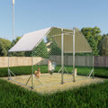 YOPTO Large Metal Chicken Coop, 9.94x6.46x6.36 ft Walk-in Chicken Runs for Yard with Waterproof Cover, Flat Shaped Chicken House with Door for Outdoor and Backyard, Farm, Duck Rabbit Cage