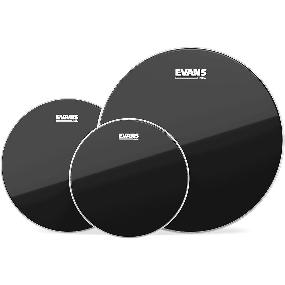 Evans Drum Heads Black Chrome Tompack, Rock (10 inch, 12 inch, 16 inch)