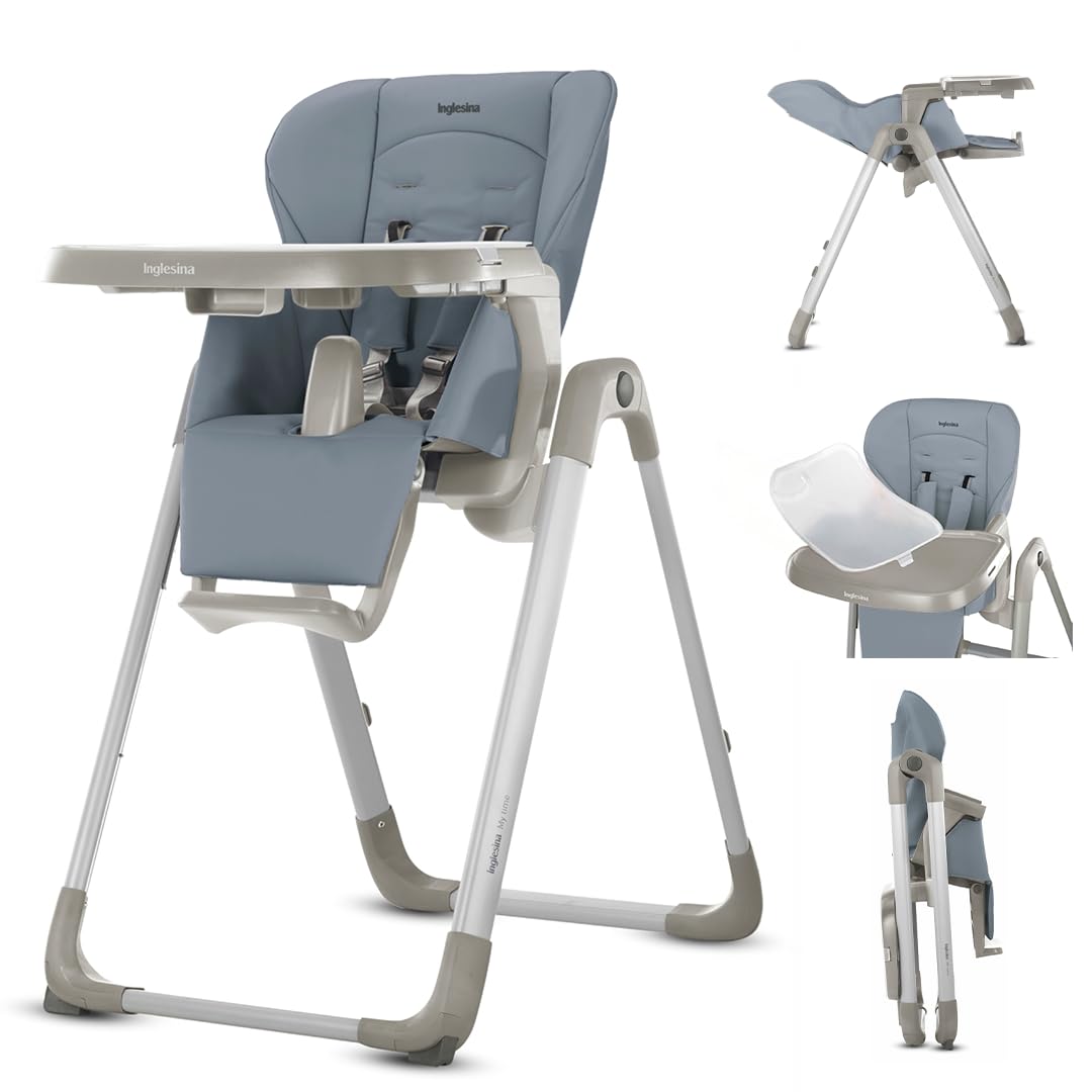 Inglesina My time Highchair, Sugar Adjustable High Chair for Babies &amp; Toddlers, 4 Height &amp; 3 Recline Settings, Collapsible, Tool-Free Assembly, BPA Free, Removable Tray for Easy Cleaning