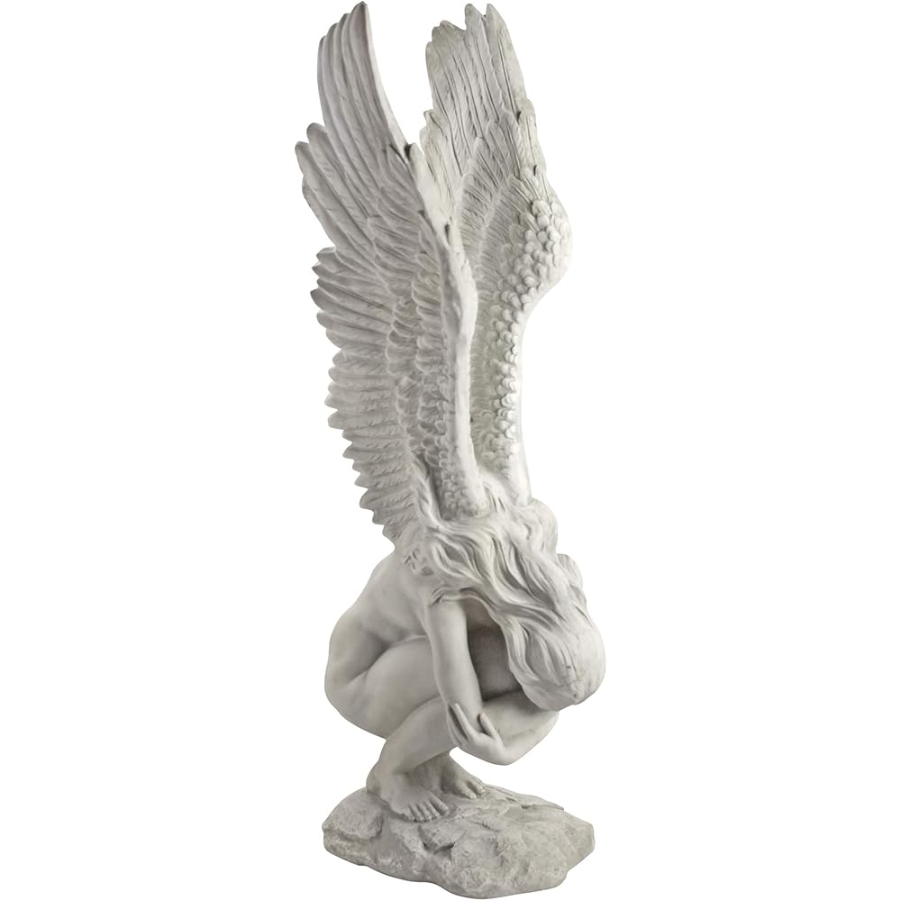 Design Toscano Remembrance and Redemption Angel Religious Indoor/Outdoor Garden Statue, Large 30 Inch Tall, Cast Stone Resin, Antique Stone Finish