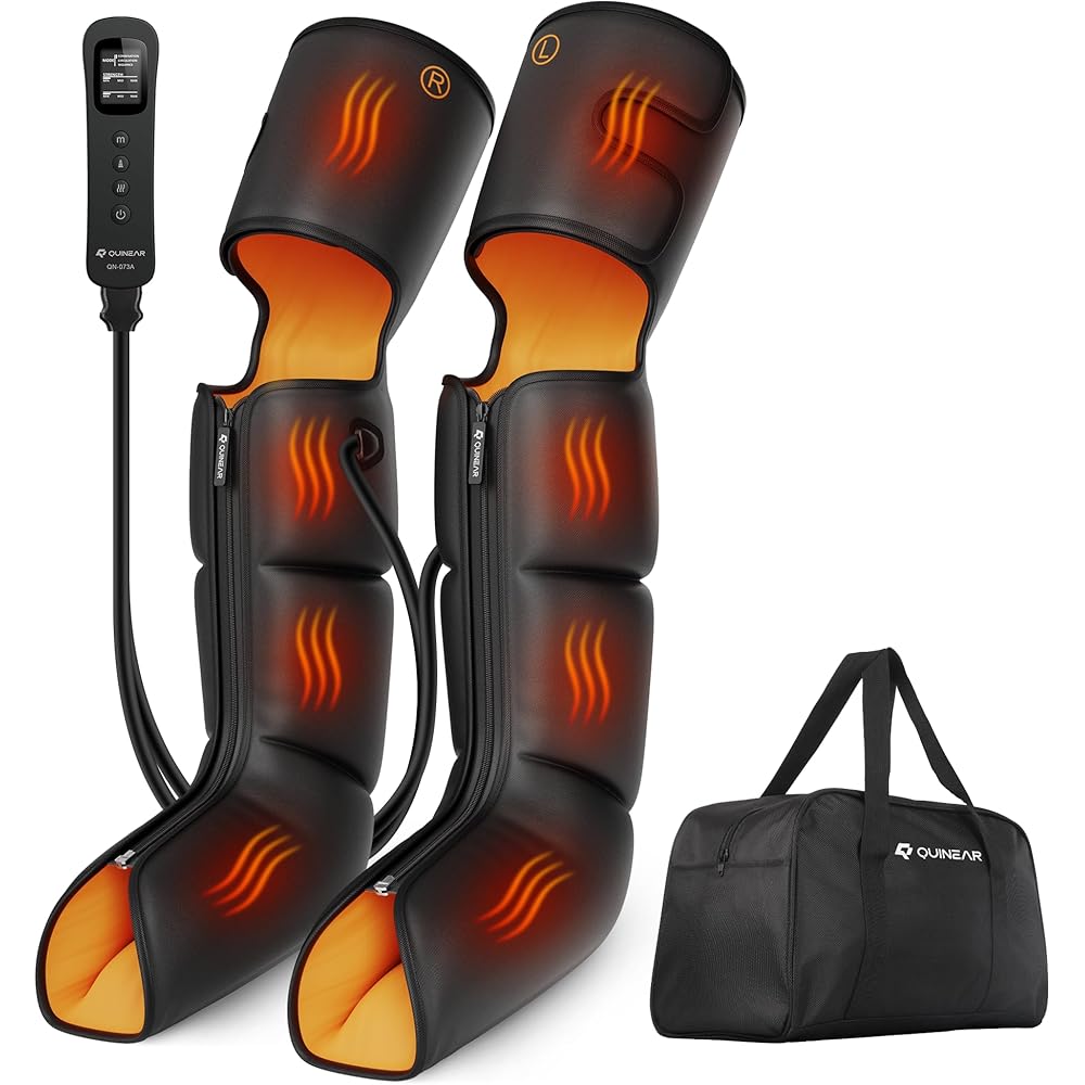 QUINEAR Leg Massager, 3-in-1 Foot Calf &amp; Thigh Massager with Heat and Compression Therapy, Leg Massage Boots Gift for Swollen Legs, Edema, RLS Pain Relief, FSA-HSA Eligible