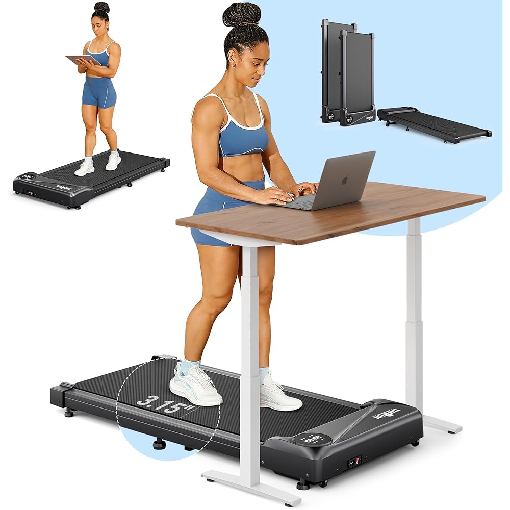 THERUN Walking Pad Treadmill Under Desk, Portable Mini Treadmill for Home/Office, Walking Pad Machine with 2.5HP and 265 lbs Weight Capacity Remote Control LED Display