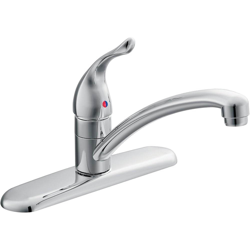 Moen Chateau Chrome One-Handle Low Arc Kitchen Faucet for 3-Hole Sinks, 7425 Touch On Kitchen Sink Faucets