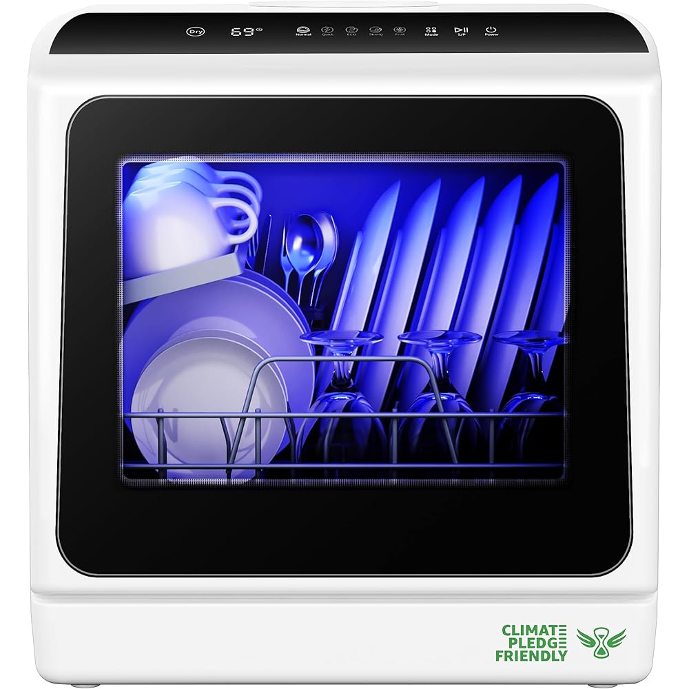 EUHOMY Mini Portable Dishwasher Countertop Compact Dishwashers, Tabletop Small Dishwasher with 5L Built-in Water Tank with 6 Modes and Baby Care for Apartments&amp; RVs, No Hookup Needed