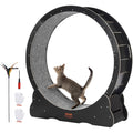 VEVOR Cat Exercise Wheel, 43.3" Large Treadmill for Indoor Cats, Running Wheel With Detachable Carpet &amp; Teaser for Running/Walking/Training, Suitable for Most Cats Black
