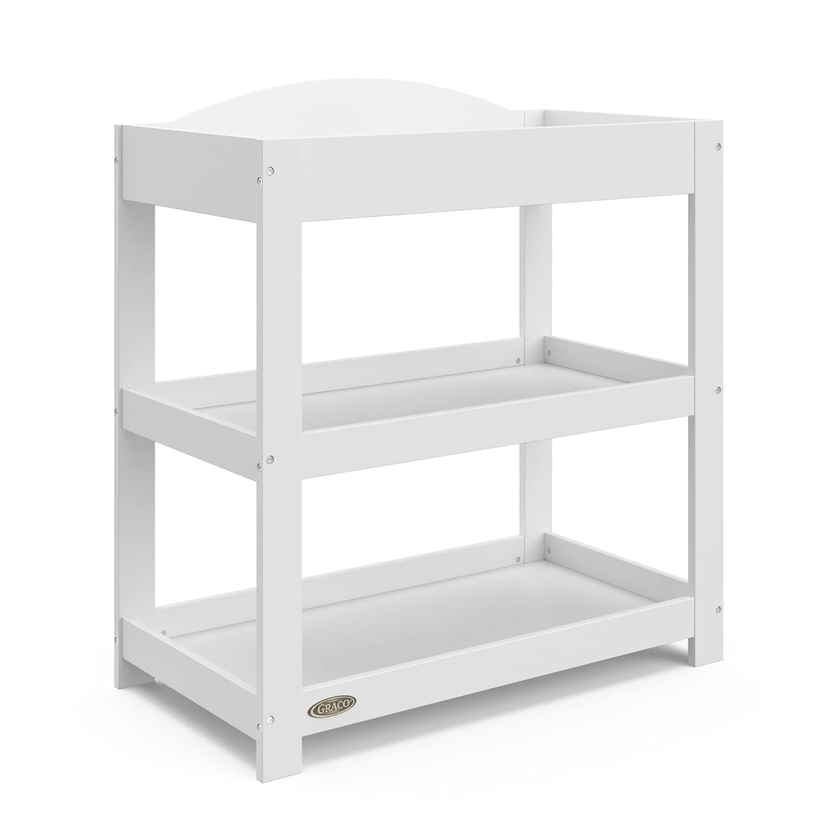 Graco Customizable Changing Table with Water-Resistant Changing Pad (White) Customizable Modern Flat or Classic Arched Headboard, Changing Pad Included