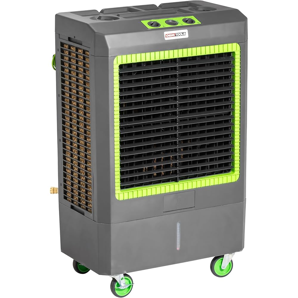 OEMTOOLS 23969 Swamp Cooler Air Conditioner Portable, 3-Speed Fan, Cools 1600 sq ft, 5300 CFM Mobile Swamp Cooler