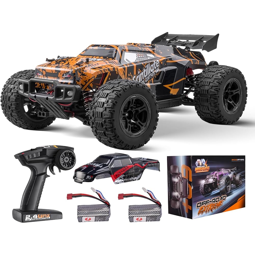 VEVOR 1:10 Brushless RC Car, Remote Control for Adults Boys Max 50 km/h All Terrain 4WD Off-Road Truck With Extra Shell, Waterproof High Speed, Hobby Trucks Racing IPX4